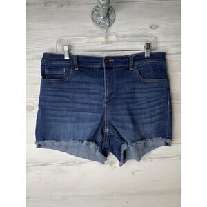 Soho New York & Company Shorts‎ Womens 14 Denim Frayed Hem Jean Casual Stretch